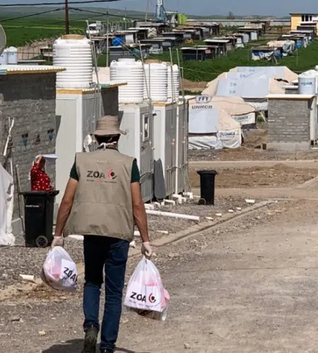 Relief for people in a war torn city